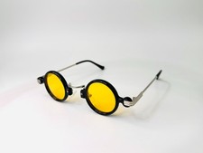 Round Yellow Sunglasses UV400 Small Circle Retro Glasses Vintage Steampunk