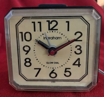 Ingram By Toastmaster Vintage Alarm Clock Black Beige Glow Dial Tested Works