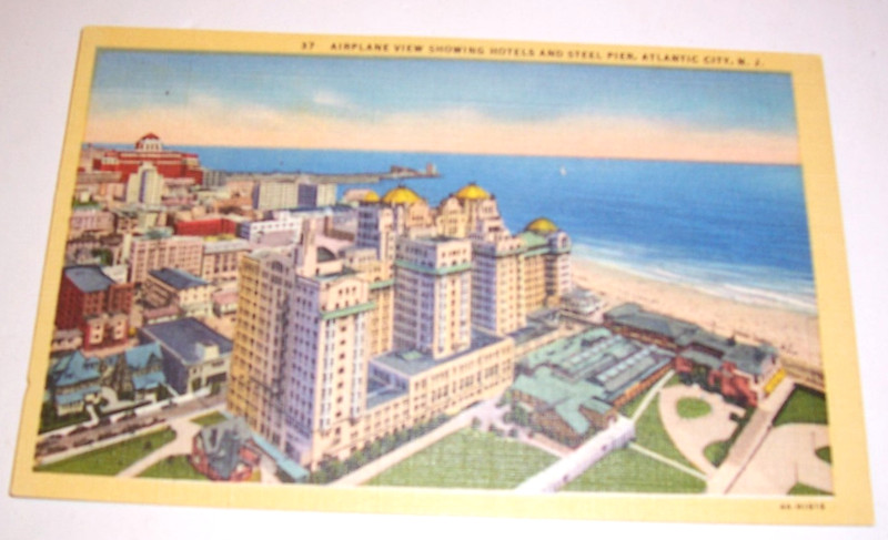 #37 Airplane View Showing Hotels and Steel Pier, Atlantic City, N.J. - Postcard