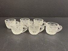 6 Miniature 1.25" Westmoreland Glass Thumbelina Pattern Teacups - Doll-size