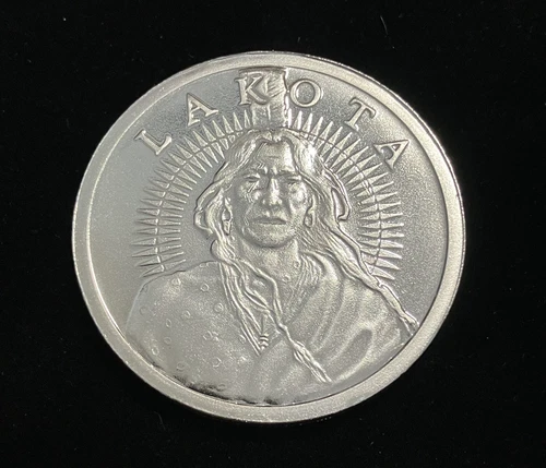 Lakota Crazy Horse Native American 1oz .999 Fine Silver Round Bu In Capsule B
