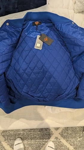 KITH x Knicks NBA Finals Satin Bomber Jacket 2026 Championship Blue Men’s Size S image 2