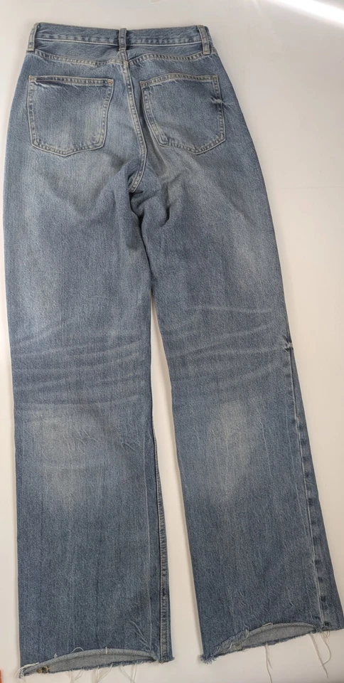 Pantalones de mezclilla para mujer ZARA de pierna ancha azules talla 2 (34 EUR) hechos en Turquía dobladillo crudo 32... Foto 4 de 4