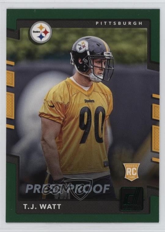 2017 Panini Donruss Rookies Press Proof Green TJ Watt #372 v1i
