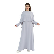 Muslim Women Abaya Long Maxi Dress Cape 2 Piece Kaftan Islamic Robes Gown Arab