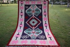 Handwoven Wool Kilim Dhurrie Rug Color Multicolor Handmade Design Carpet Rug