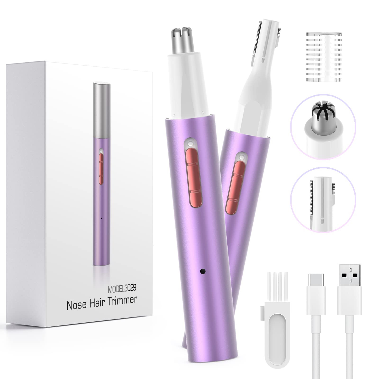 2025 Rechargeable 5-in-1 Ear & Nose Hair Trimmer for Women - Professional Grooming Kit