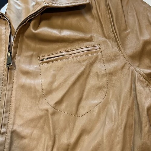 Ralph Lauren Women’s Caramel Brown Lamb Leather Moto Jacket, Size 14, NWT - Picture 3 of 8