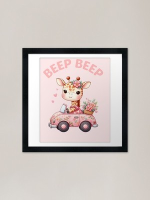 Piep Piep süße Giraffe fährt ein Ca gerahmtes Wandbild Poster Leinwanddruck Bild