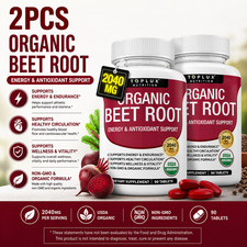 2 Sealed Organic Beet Root Energy Antioxidant Supplement 180 Tabs NEW