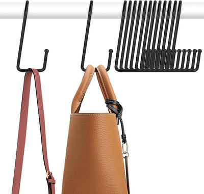 15 Pack Purse Hanger Closet Hooks Metal Bag Organizer Rack Black for Purses
