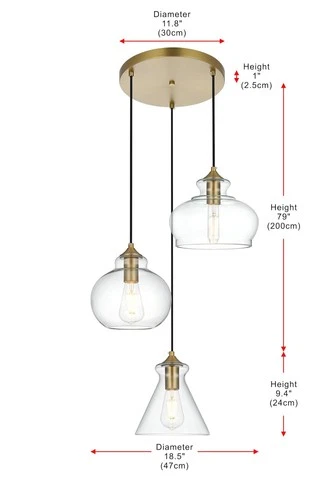 Living District Destry 3-Light Metal Pendant in Chrome and Clear - Picture 4 of 8