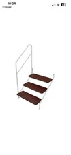 3 Tread Step White with Handrail Bolt On Stainless Steel for Static Caravan