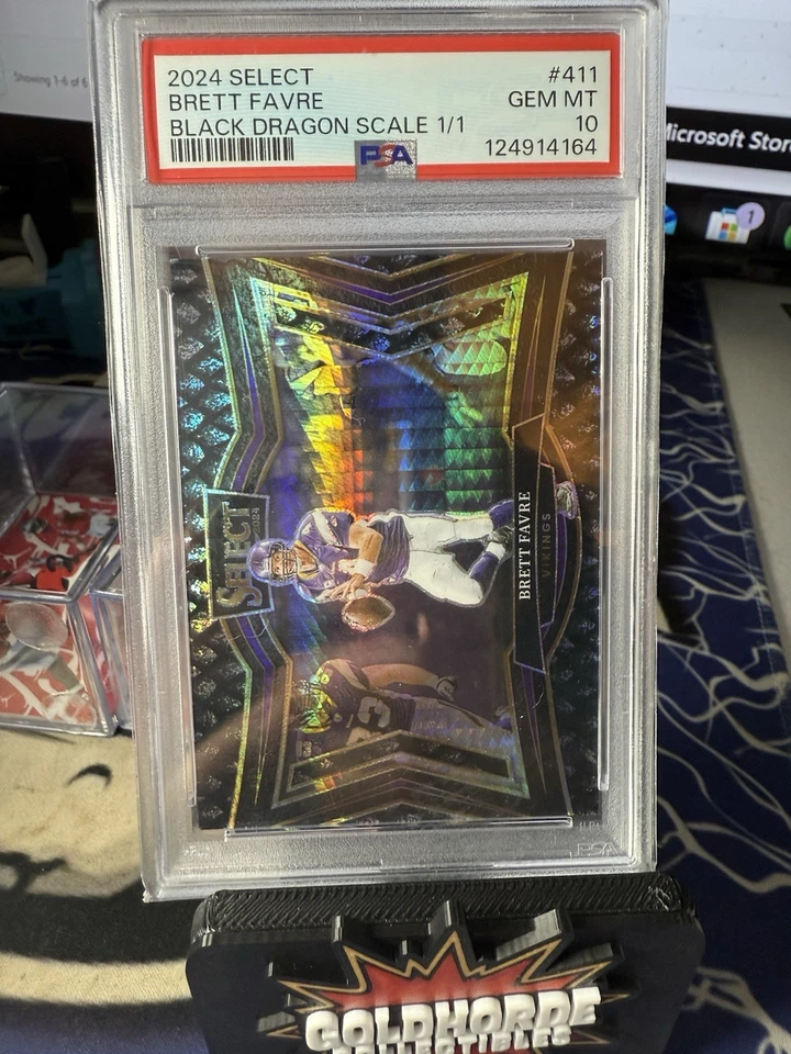 Panini Select Brett Favre Black Field 2024 nivel 1/1 escala dragón #411 Prizm Foto 4 de 4