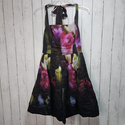 Kay Unger Watercolor Floral Print Halter Fit & Flare Silk Linen Dress Size 12 | eBay Kay Unger Watercolor Floral Print Halter Fit & Flare Silk Linen Dress Size 12 | eBay