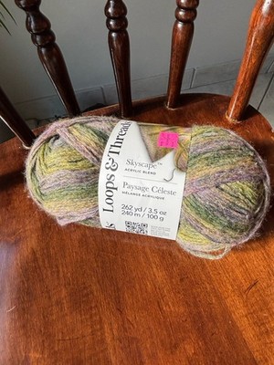 One Skein Of Loops & Threads Skyscape Yarn Chartreuse & Purple Multi Lot 202509