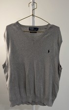 Vintage Ralph Lauren Gray Sweater Vest Men  s Size XXL 100 Pima Cotton V-Neck