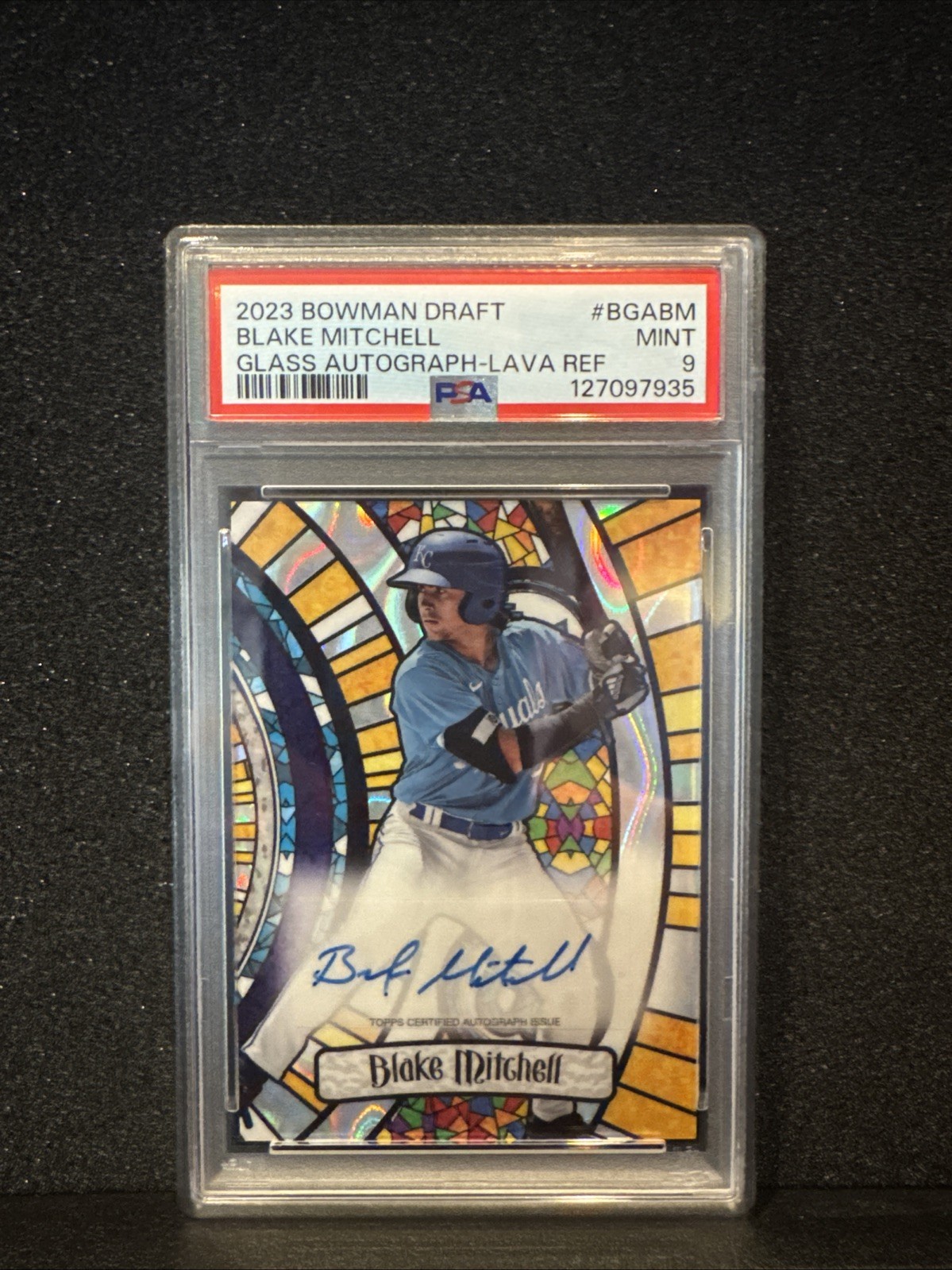2023 Bowman Draft - Bowman Glass Autographs Blake Mitchell #BGA-BM Lava PSA 9