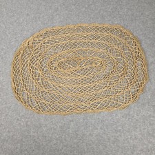 Set Of 4 Beige Jute Oval Woven Placemats 19x13 Inch Braided Boho Table Decor