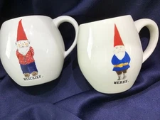 2 RAE DUNN ARTISAN collection MERRY + MISCHIEF GNOME MUGS never used! NEW!