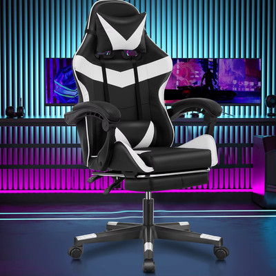 WOTSTA Gaming Stuhl Ergonomisch mit Fußstütze Lendenkissen Kopfstütze Büro