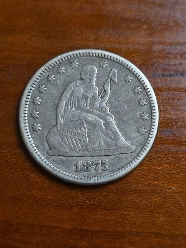 1875 Seated Liberty Quarter 25C Coin 90% Silver