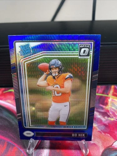 2024 Panini Donruss Optic - Rated Rookie Bo Nix #209 Blue Hyper Prizm (RC)