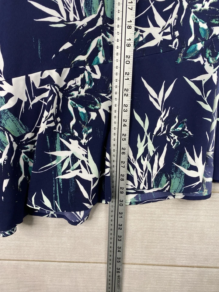 Falda SEJOUR 16W Azul Floral Tropical Asimétrico Volantes Dobladillo Dividido Cremallera Foto 4 de 4