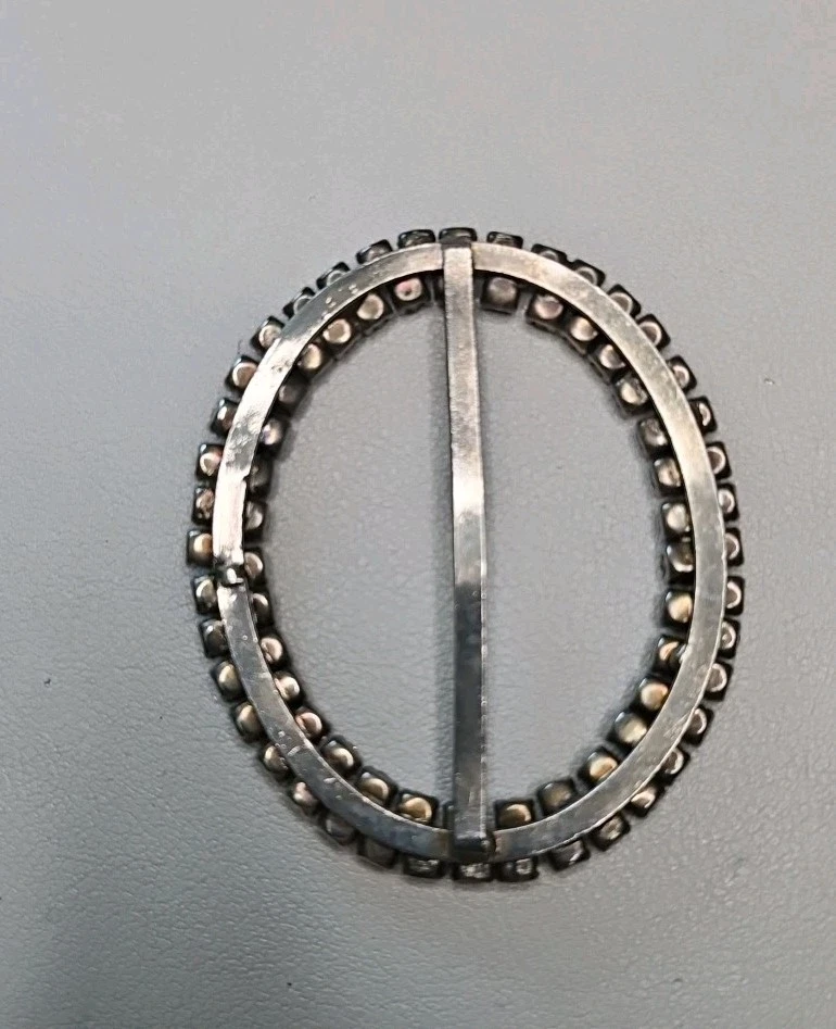 Hebilla de cinturón ovalada vintage de diamantes de imitación transparentes 2,7x2,1  Foto 2 de 4