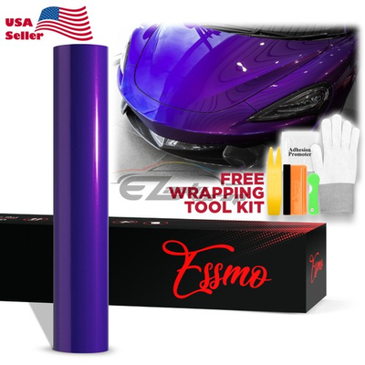 #ad ESSMO PET Super Gloss Metallic Mauvine Blue Vehicle Vinyl Wrap Decal Like Paint $425.00