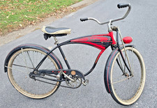 Men's 1950s Original Schwinn Deluxe Hornet Bicycle Red Black Springer Front RARE