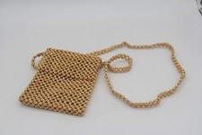 kleine beige Handtasche Damenhandtasche aus Perlen Strandtasche Umhängetasche