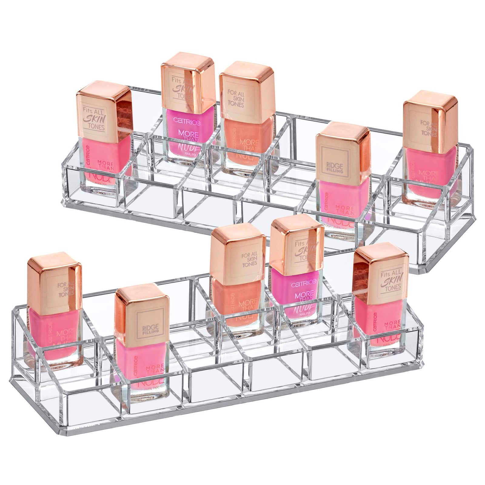 - Glamour - 2-Pack 12-Slot Acrylic Nail Polish Organizer, Li