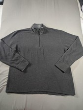Orvis Sweater Mens XL Gray Soft Fleece 1/4 Zip Mock Neck Pullover Stretch