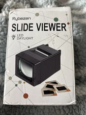 Rybozen 35 mm Slide Viewer, LED Lighted Slide Projector, Glass Lens, 2X Magnify