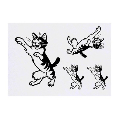 4 x ''Crazy Cat Playing'' Temporäre Tattoos / Transfers (TO00071334)