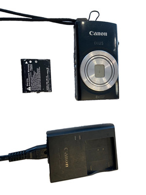 Canon IXUS 185 20MP Digital Compact Camera - Black - 8x Zoom - w/ Battery & Char
