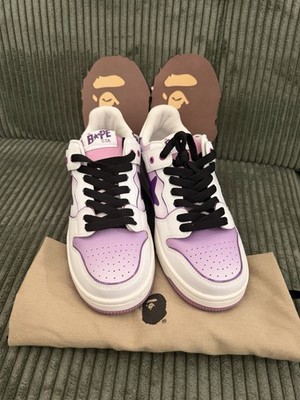 A Bathing Ape BAPE SK8 STA in a white and purple colorway