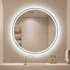 24'' LED Bathroom Mirror Round Lighted Wall Mounted, Anti-fog & Gesture Control