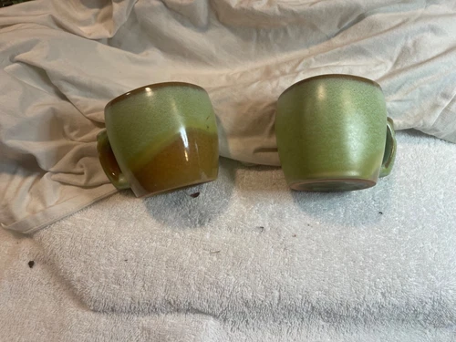 Vintage Frankoma Prairie green pottery Coffee mug 5C rigid handle 2
