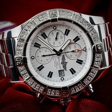 Breitling Super Avenger A13370 | Box & Papers | Diamond Bezel + OEM Bezel 4