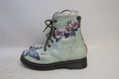 Goby Sz EUR 38 La Papillon Paris Blue Leather Zip Lace Up Ankle Fashion Boots