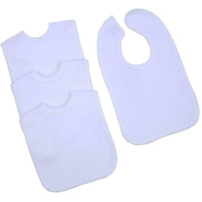 BabyPrem Large White TERRY Dribble Bibs with VELCRO® Brand Closure NB  12m UK