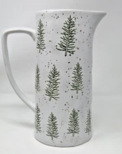 Potter s Studio Green Pine Trees with Gold Snow 2.3 Qt. Pitcher Christmas