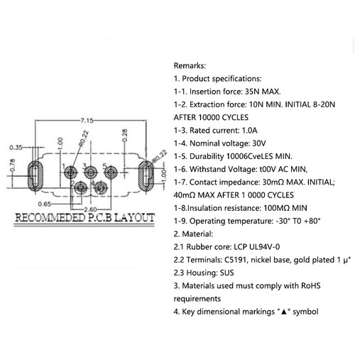 Conector Micro USB Hembra DIP 5P Zócalo Vertical 180° 5 Pines 2 Piernas Todo Cobre - Imagen 3 de 8
