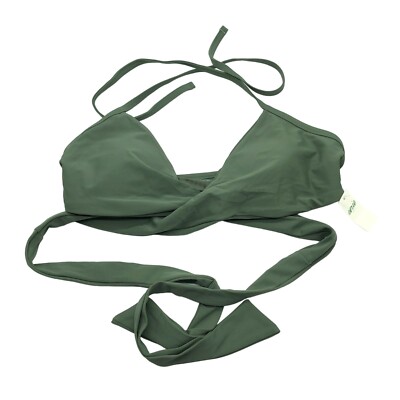 Aerie Bikini Top Wrap Halter Scoop Green M