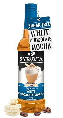 Syruvia Sugar Free White Chocolate Mocha Syrup 25.4 fl oz, for Coffee, & More