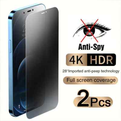 2PCS Privacy Tempered Glass Screen Protector For iPhone 16 15 14 Plus 13 Pro Max