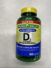 Spring Valley Vitamin D3 Supplements Softgels 125 mcg Softgel 5,000 IU 400 Count