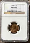 1946 D Lincoln Cent NGC MS 66 RD